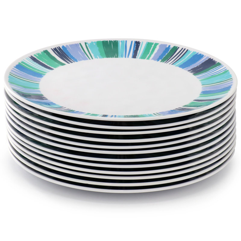 Ensemble de 12 assiettes en mélamine 11 pouces Gibson Home Tropical Sway Orleans