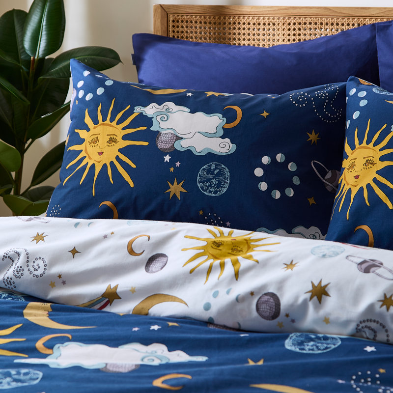 Disco Space Cotton Abstract Duvet Cover Set with Pillowcases Included, Single Duvet Cover + 1 Standard Pillowcase