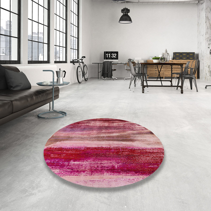 Tapis abstrait rose, Rond 3 pi