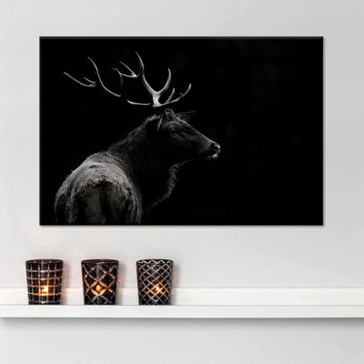 Monochrome Bull Elk Canvas Print