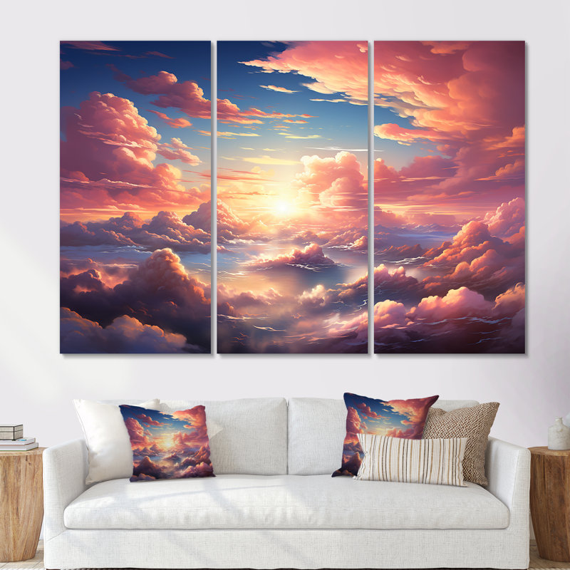 Kawaii Landscape Clouds II - Clouds Wall Art Set, Wrapped Canvas, 40" H x 60" W x 1" D