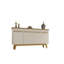 Yonkers 63" Mid-Century Modern Sideboard with 4 Shelves in Off White and Natural-1212492832