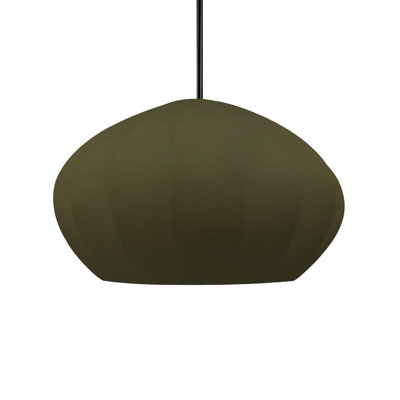 Radiance - Luminaire suspendu ovale cannelé 1 lumière - Vert mat - Noir mat - Ampoule remplaçable - Tige rigide