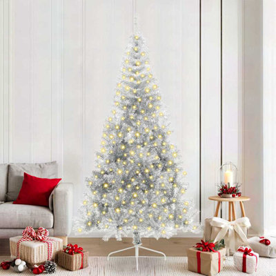 Artificial Pre-lit Christmas Tree Silver PET