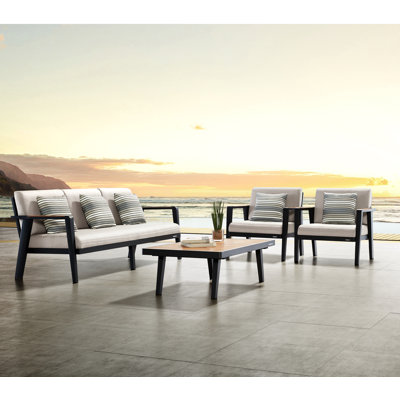 Emoti Teak 5 - Person Patio Conversation Set with Cushions