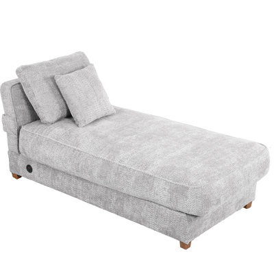 Chaise longue rembourrée d'intérieur avec ports USB et ports de charge de type C, poche latérale et coussins