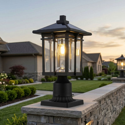Solar Post Light Outdoor, Dusk to Dawn with Pier Mount Base for Pole, Pillar, Gates, Yard, and Pathway