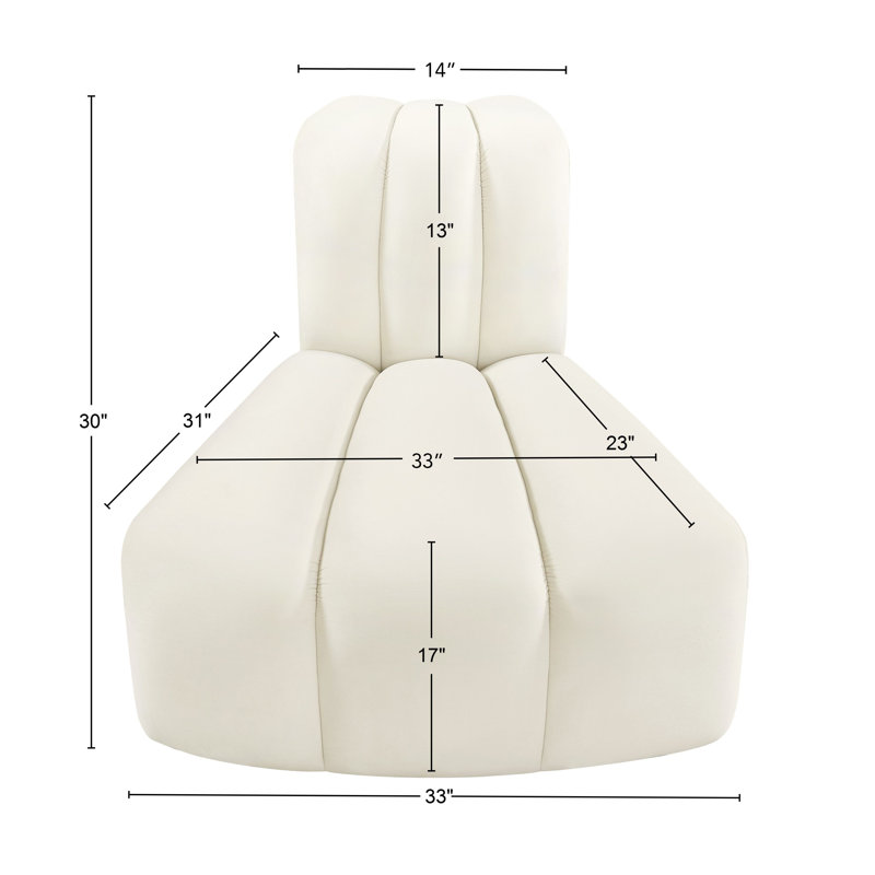 Chaise d'appoint rembourrée Ishna, Velours crème