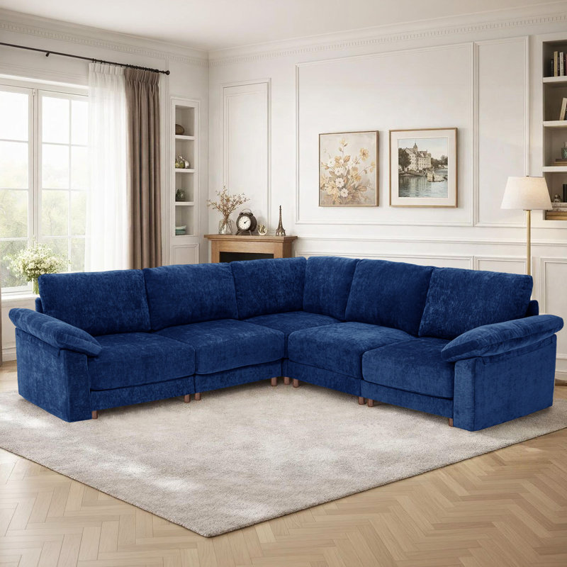 Canapé modulaire moderne pour le salon, Chenille bleu