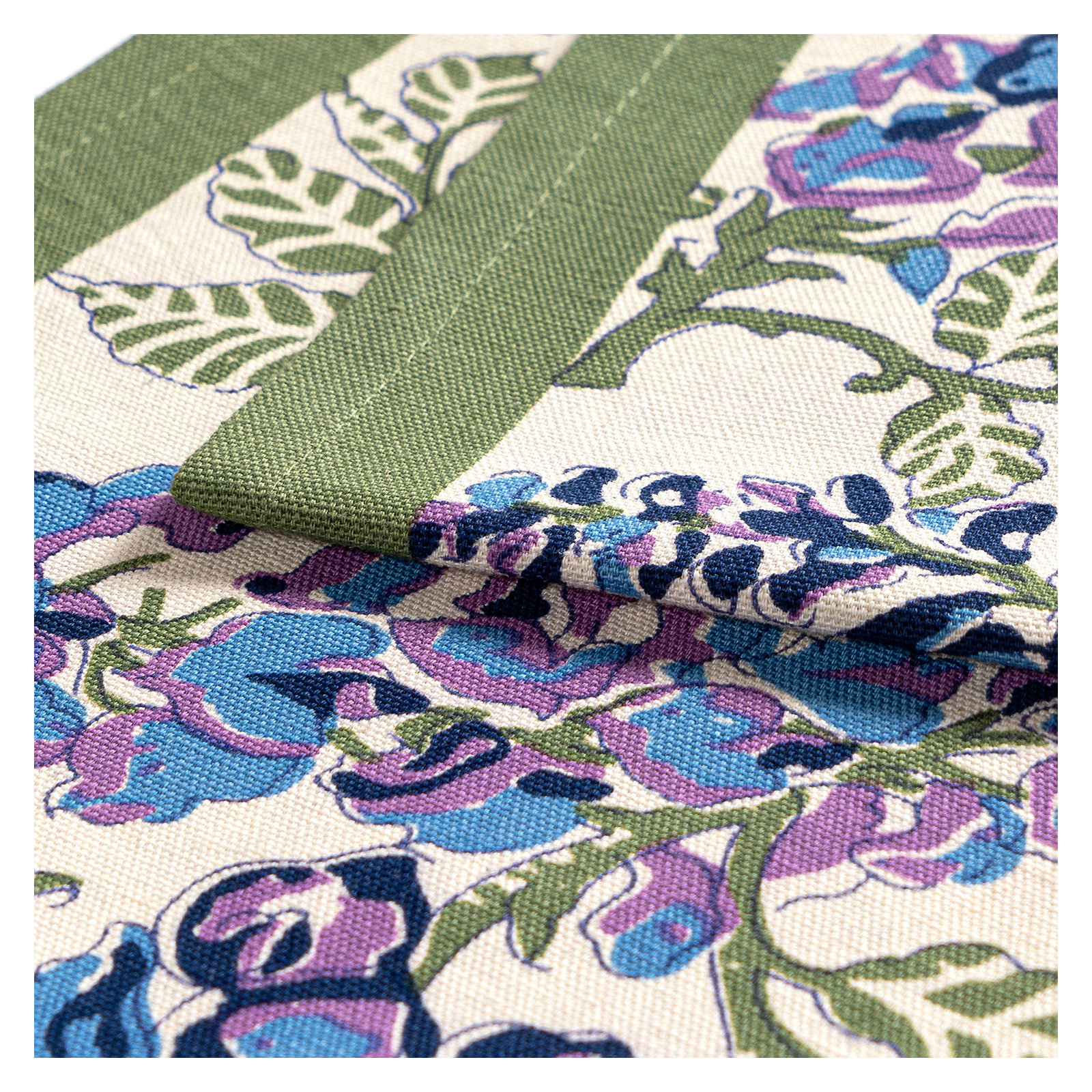 Kappa Floral Table Runnner, 90" x 16", Blue/Green