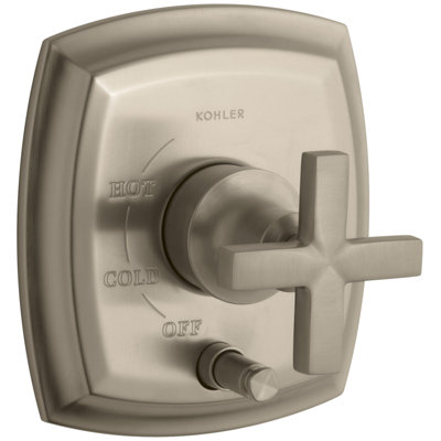 Garniture de valve à pression équilibrée avec inverseur à bouton-poussoir et poignées en croix Margaux® Rite-Temp, valve non incluse