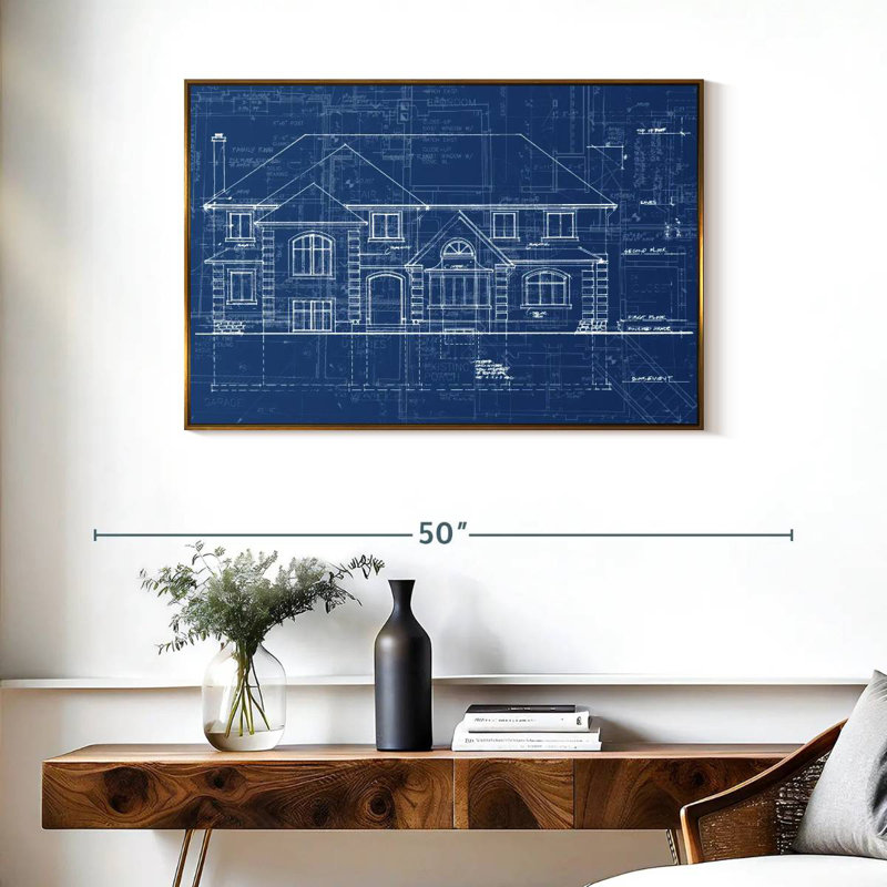 Plan de maison, Cadre flottant doré, 37 po x 25 po