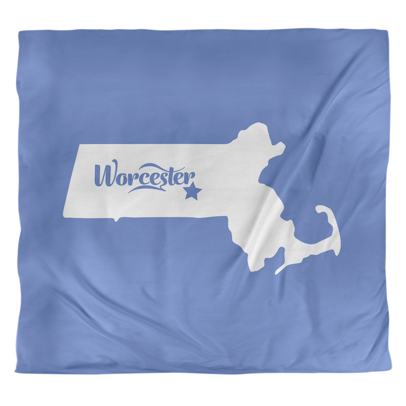Housse de couette simple Massachusetts, Housse de couette pour grand lit, Bleu, Microfibre