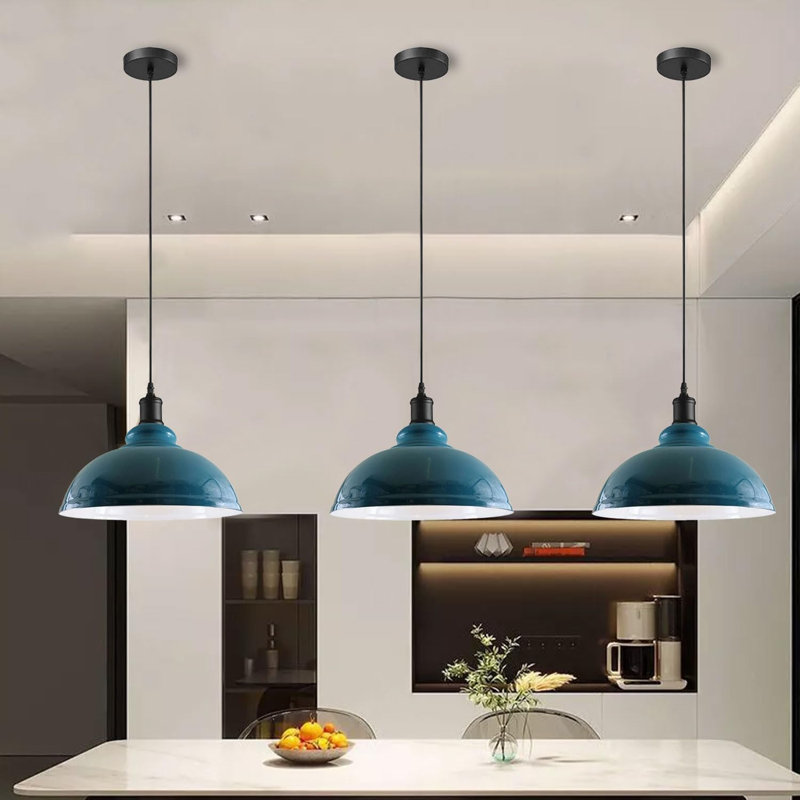 1 - Light Inner White Dome Pendant, Blue