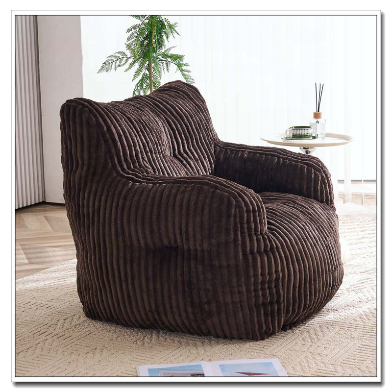 Fauteuil à billes en velours côtelé, Brun