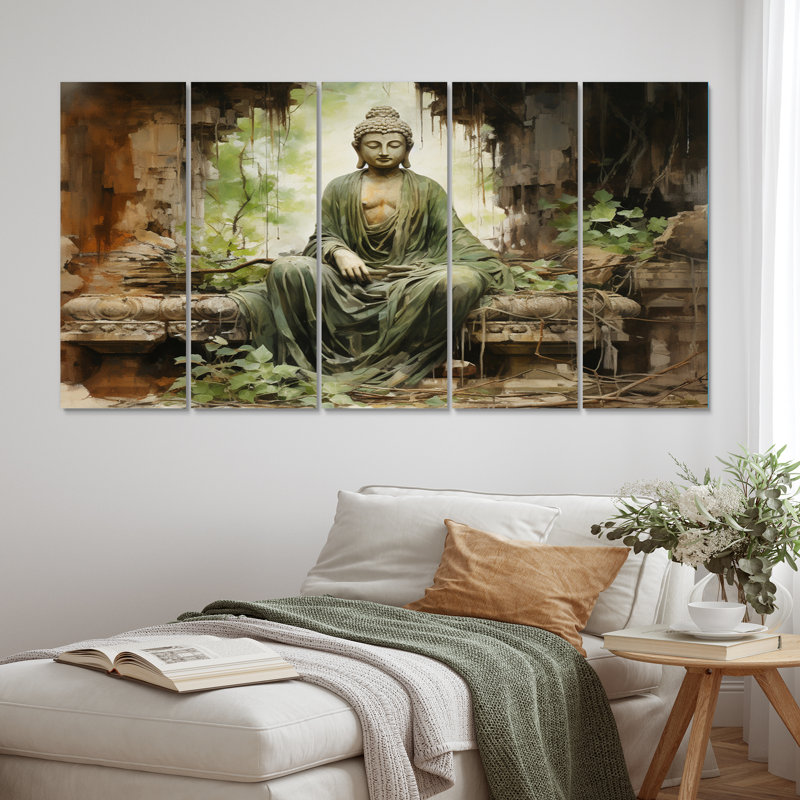 Thailand Ancient Buddha Ruins - Thailand Wall Art Living Room - 5 Equal Panels
