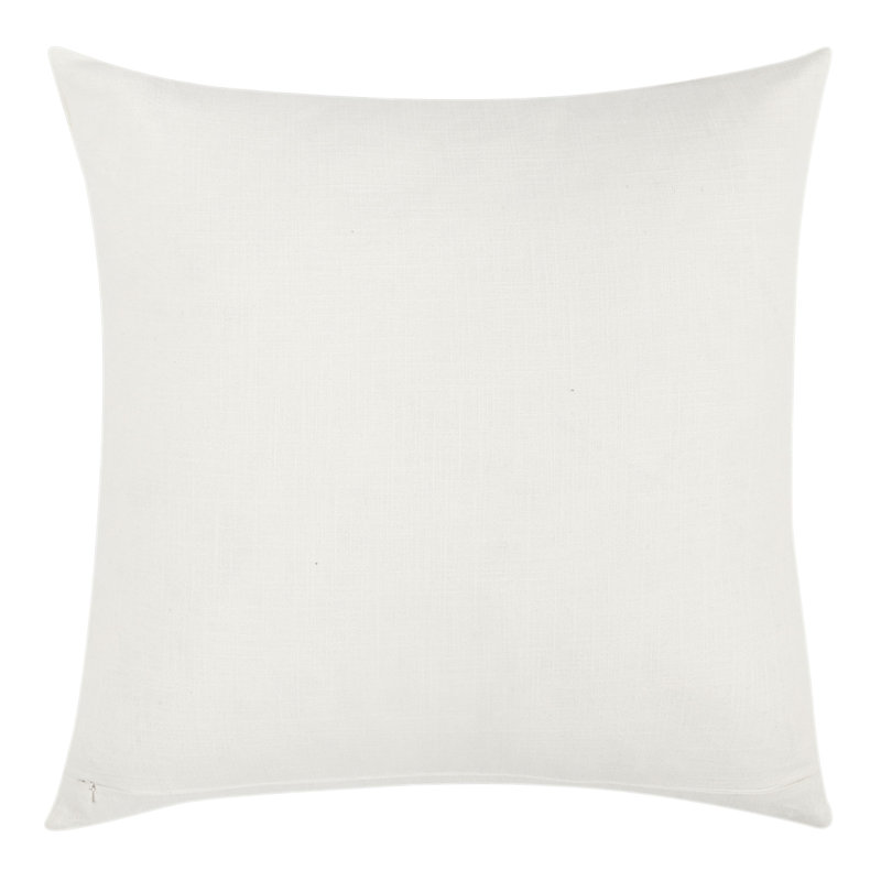 Baia 14x26 Embroidered Belgian Linen Fabric Natural Throw Pillow, Pink;Ivory Geometric, 22"H x 22"W, Square