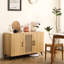 Armoire à trois portes avec filet en rotin naturel - grand espace de rangement, armoire de rangement pour la cuisine. Structure stable et durable, parfaite pour les salons ou les restaurants