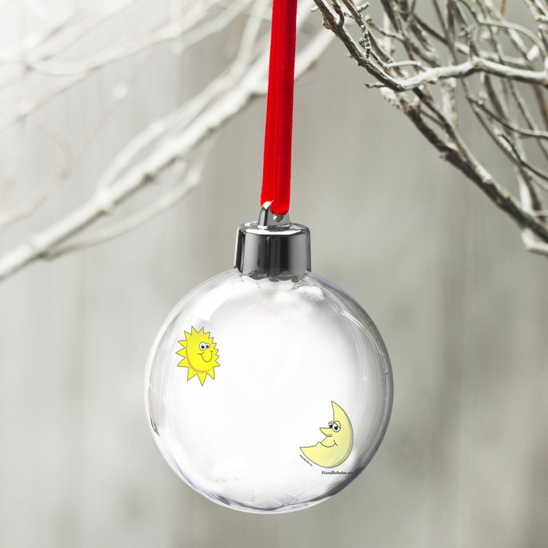 Ornement personnalisé en forme d'ampoule de Noël soleil et lune, Oui