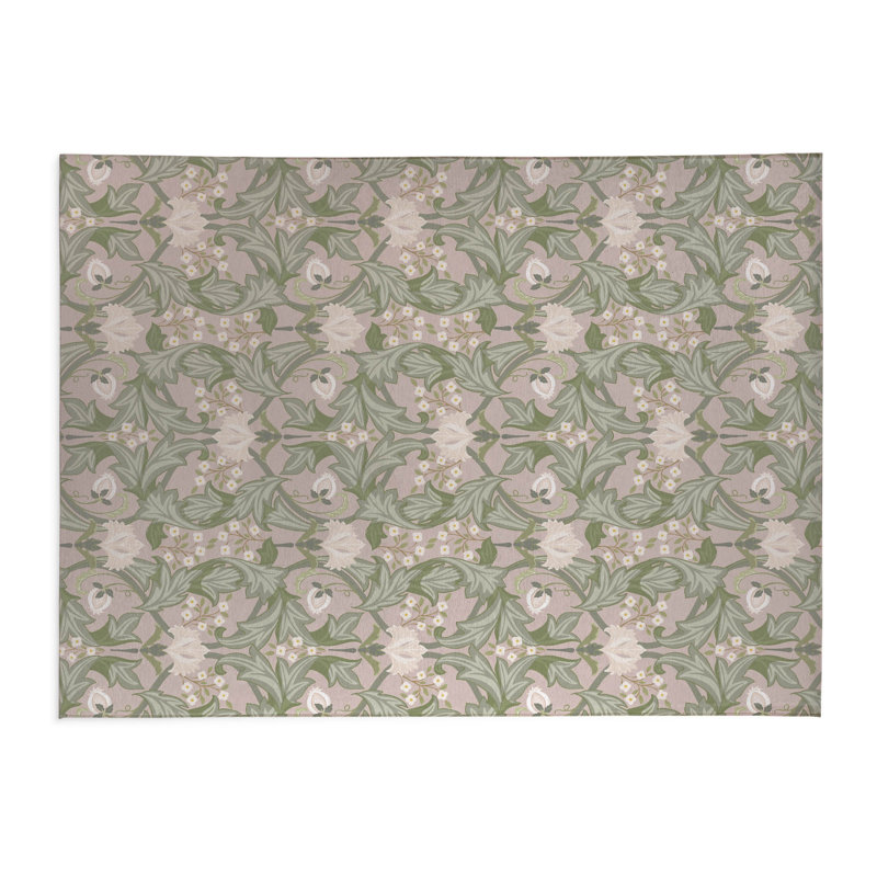 Tapis de cuisine léger antidérapant Ogee Leaf, Rose poudreux, Rectangulaire 3 pi x 5 pi