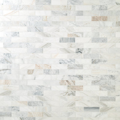 Castella de Blanc Subway 12 in. x 12 in. Honed Marble Mosaic Floor and Wall Tile