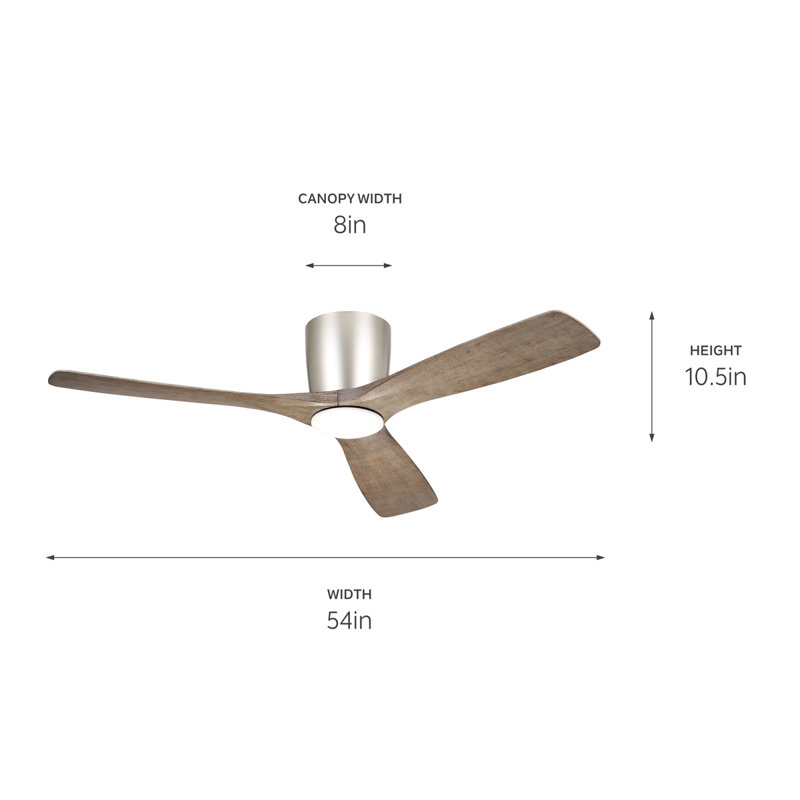 Volos 54'' Ceiling Fan with LED Lights, Brushed Nickel/Distressed Antique Gray