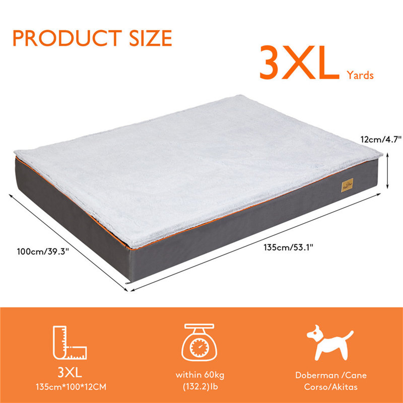Orthopedic Dog Bed, 12cm H X 100cm W X 135cm D