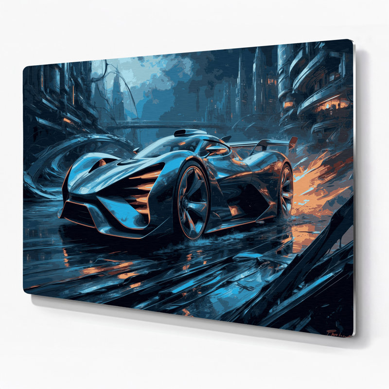 Transport, futur et concept de véhicule, art mural en métal gris, H 11 po x l 14 po x P 0,05 po