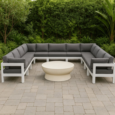 Canapé modulaire d'extérieur en forme de U avec coussins Lysandros