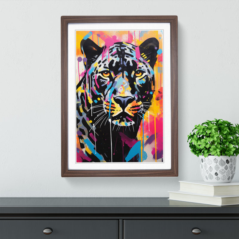 Panther Abstract No.2 1 Piece Single Picture Frame Wall Art, 34cm H x 25cm W x 2" D, Walnut Framed