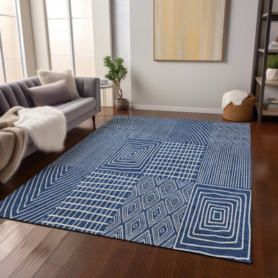 Tapis intérieur / extérieur bleu marine Owen 
