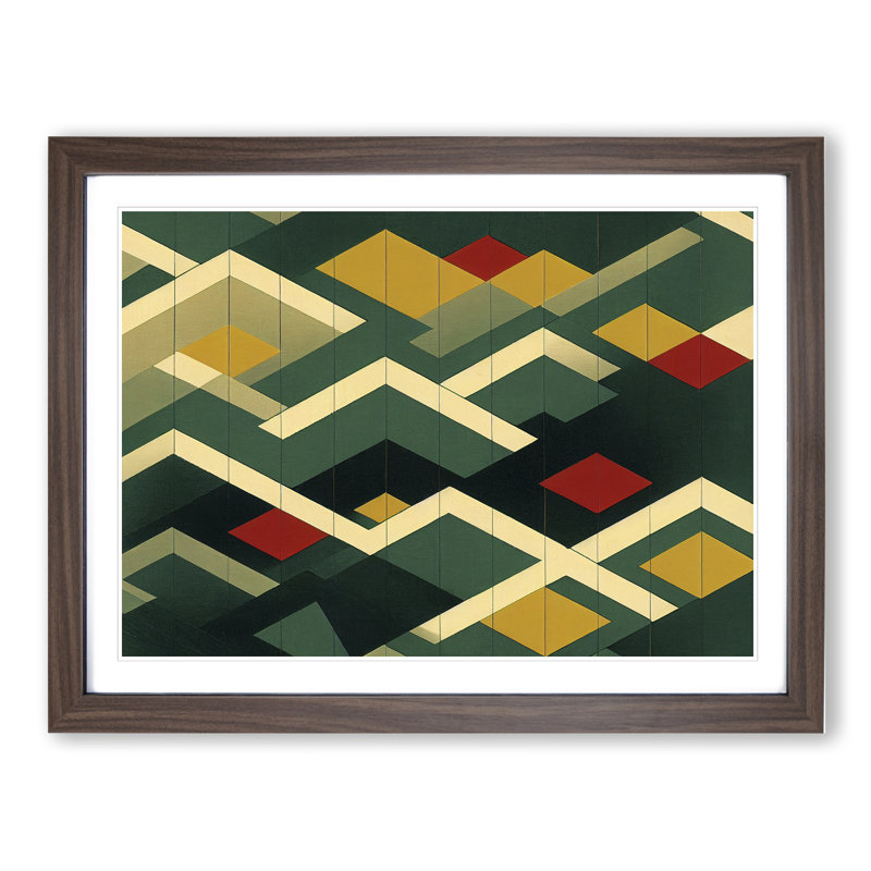 Abstract Mountain Art - Framed Print, 34cm H x 46cm W x 2cm D, Walnut