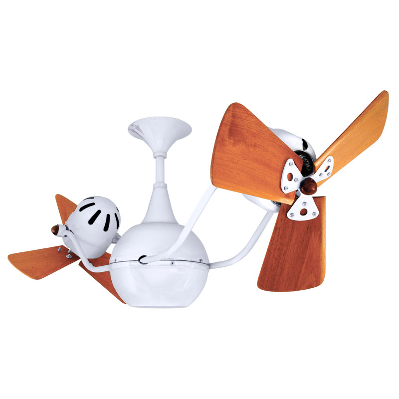 Ventilateur de plafond double 44 po avec commande murale et ensemble d'éclairage inclus Vent-Bettina, Blanc