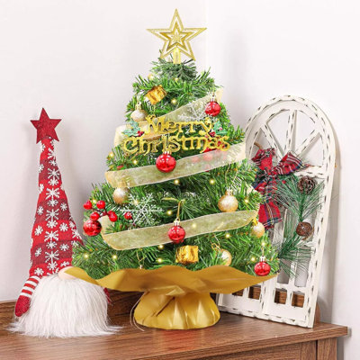Mini arbre de Noël 18 po avec boules et étoiles de bureau
