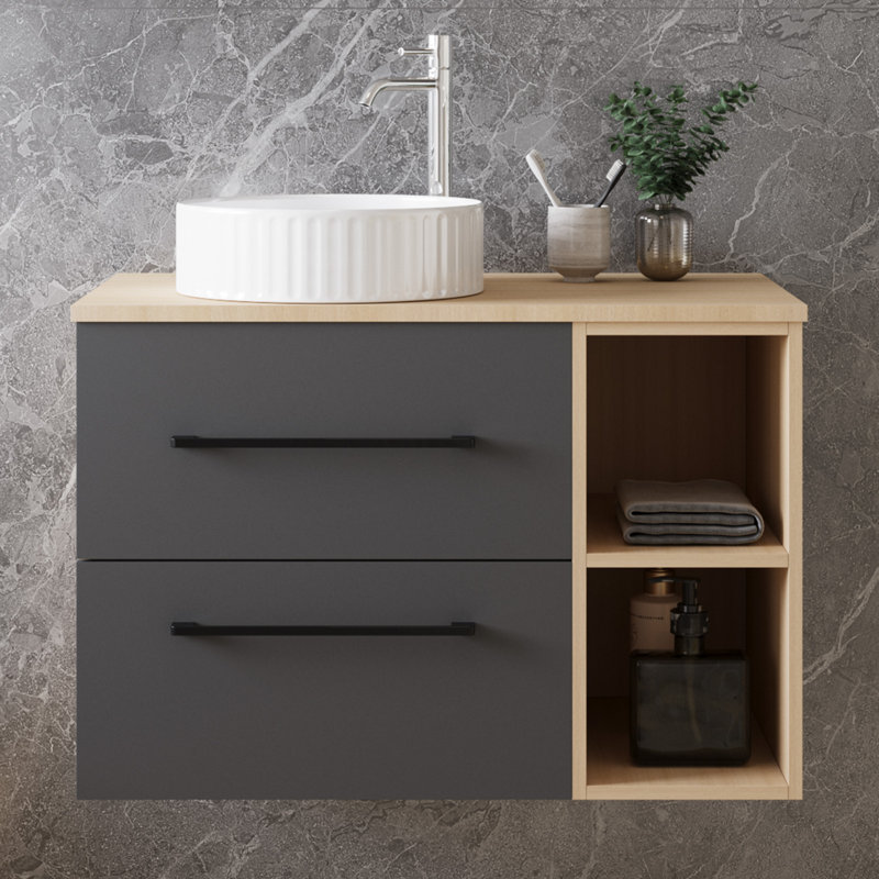 790mm Single Bathroom Vanity with Drop In Ceramic Basin
