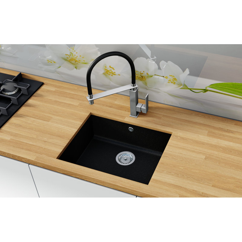 Myles Single Bowl Undermount Kitchen Sink, Black