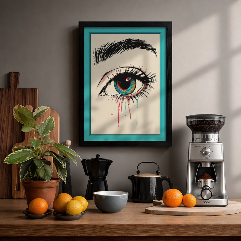 Tearful Gaze Modern - Framed Print, A4 - 29.7 x 21.0 cm, Black