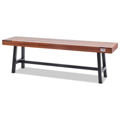Outdoor Bench, 63 inches Wood Garden Bench with Metal Leg for Outdoors, Outdoor Garden Park Bench, 500 lbs Load Capacity Bench, Dining Bench Patio Ben
