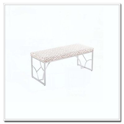 Constellation Contemporary Bench in Silver Metal and Grey Leopard Fabric by LumiSource
