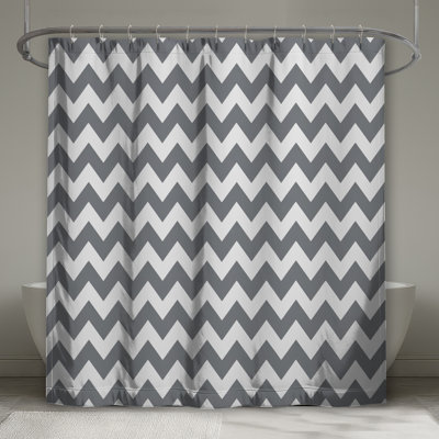 Rideaux de douche gris à chevrons très longs
