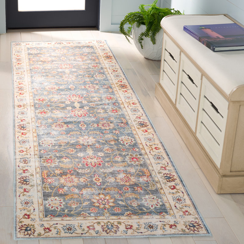 Arizona Jewel Machine Washable Non-Slip Area Rug In Grey & Beige, Runner 76 x 183cm