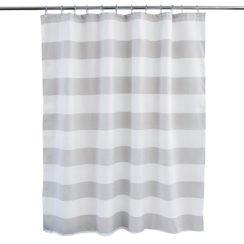 Jacquard Weave Striped Shower Curtain, Gray