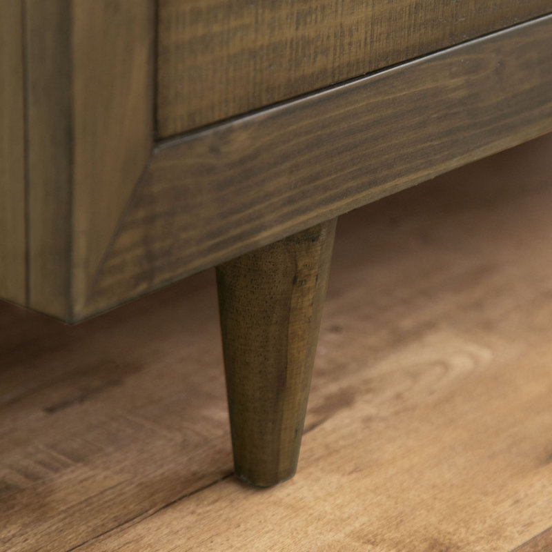 Commode en bois massif 6 tiroirs Peloquin, Brun teck