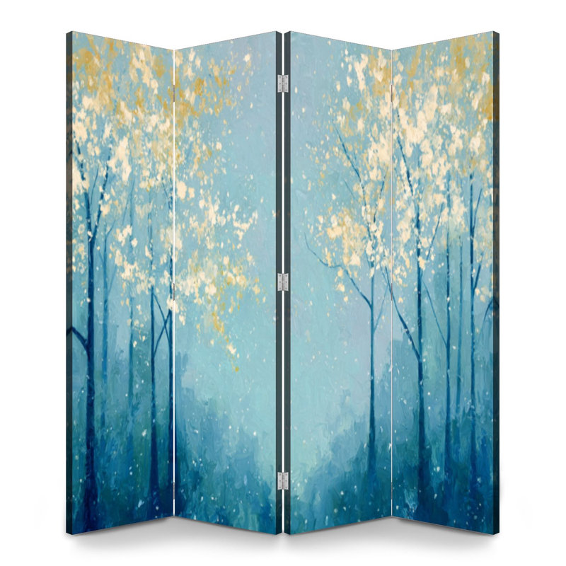 Cloison pliante 4 panneaux paravent Royal Teal, 4, 71" H x 64" W x 1" D
