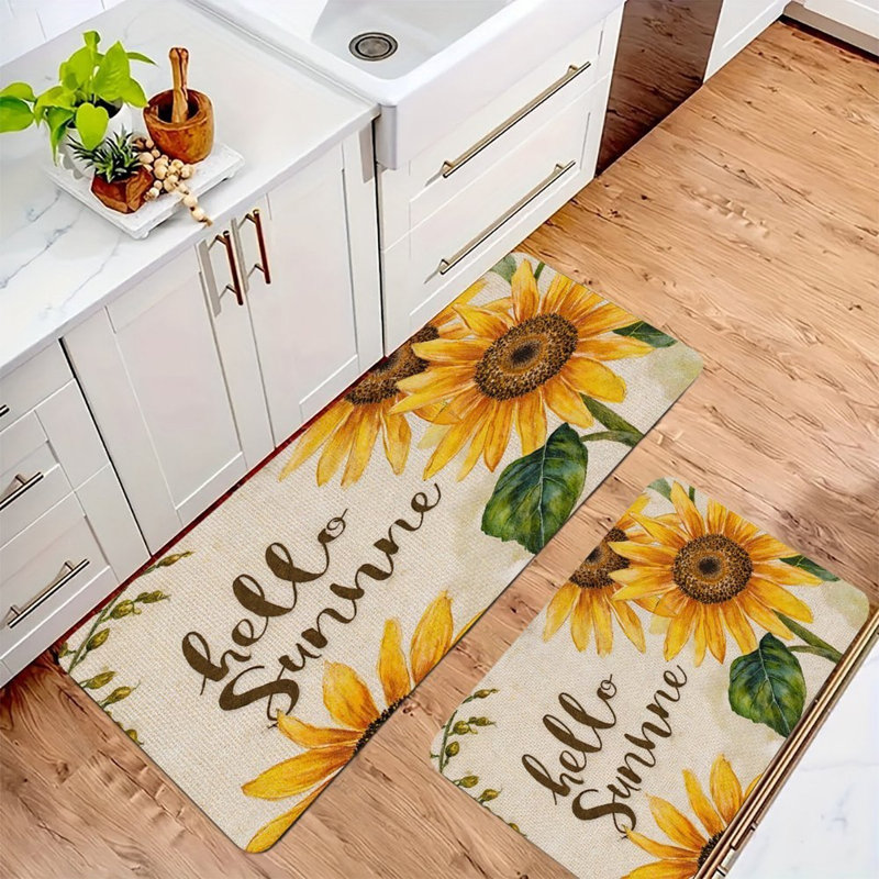 Hello Sunflower, 2 tapis de cuisine antidérapants