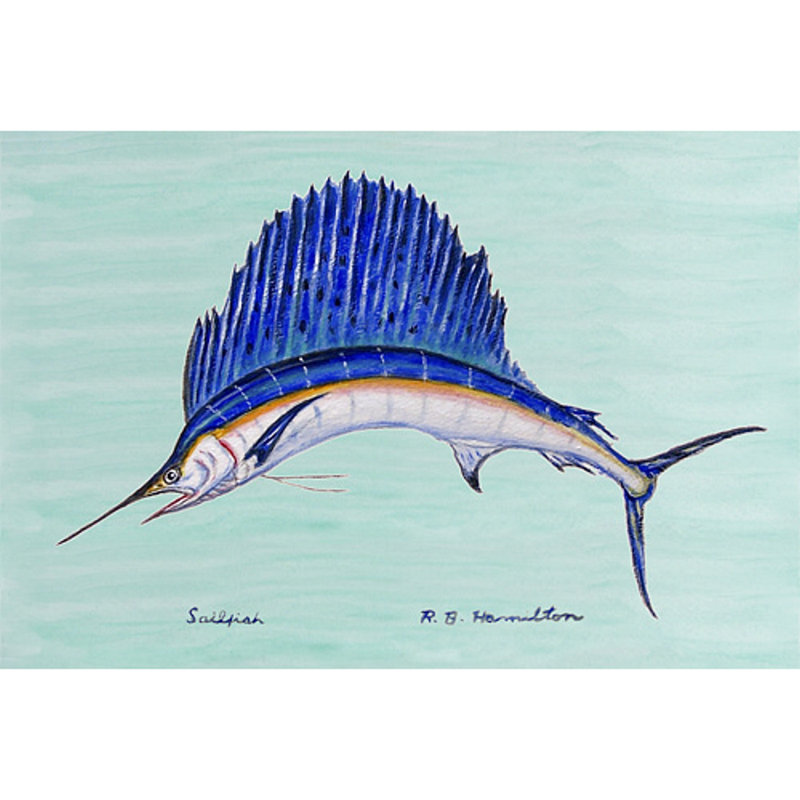 Tapis d'entrée / extérieur antidérapant Coastal Sailfish, Rectangle 1 pi 6 po x 2 pi 2 po