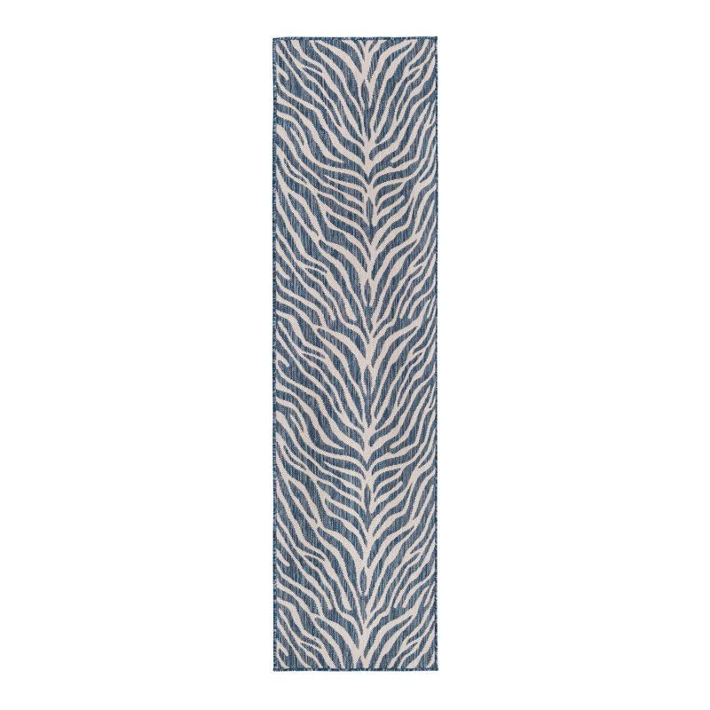 Tapis intérieur / extérieur bleu Itchington, Tapis de couloir 2 pi x 7 pi 10 po