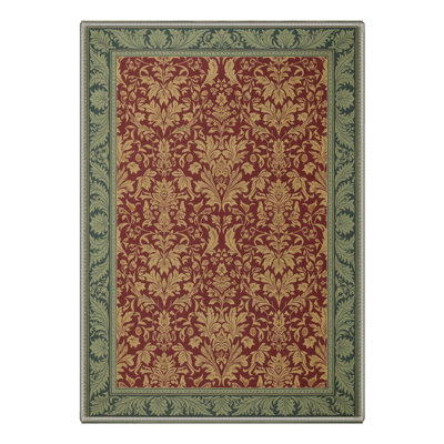 Foliage Floral Machine Washable Green / Red / Yellow Indoor Area Rug with Non-Slip Backing