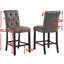 Tabouret à hauteur de comptoir en bois massif gris. Sièges et dossiers pour un look luxueux. Rembourré pour plus de confort. Pieds en bois avec finition. Chaises à haut dossier élégamment courbées. L 23 po x P 19 po x H 40,54 po. Largeur du siège: 19 po-318787812