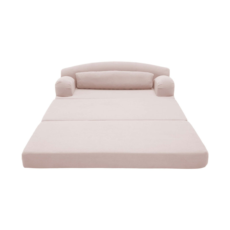 Canapé-lit en velours côtelé pliable - canapé convertible en mousse haute densité (rose), Rose pastel